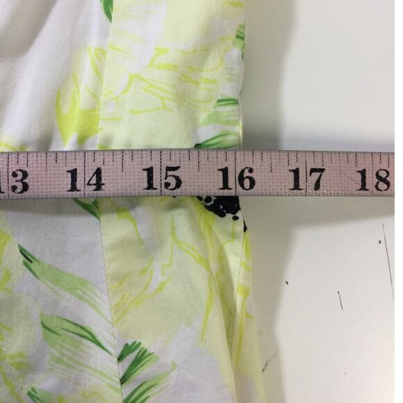 French Connection SZ 12 L Yellow floral Square Neck Pencil Dress cotton used B23 - Picture 6 of 10